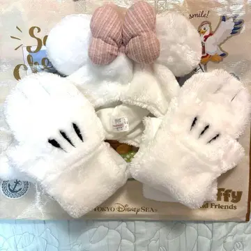 디즈니 리조트 팬캡 미니 마우스 모자 장갑 포함 머플러