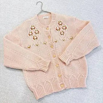 VOSGES 긴팔 가디건 니트 핑크 프리 사이즈 모 100%