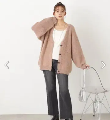 엔 내추럴 뷰티 베이직 모헤어 혼방 샤기 니트 가디건