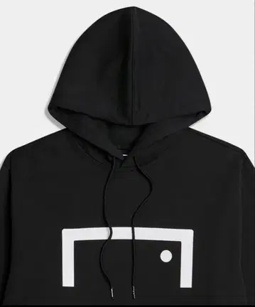 블랙 프론트 로고 후드티