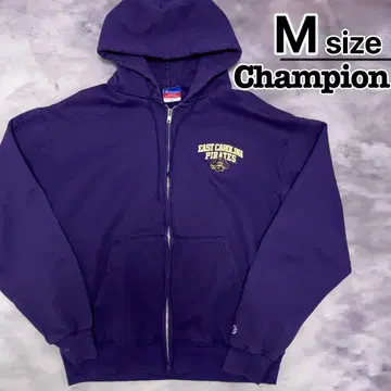 Champion 집업 후드티 M 퍼플 보라색 자수 파이리츠 해적