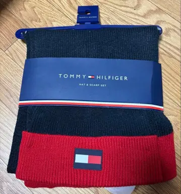 [ 새상품 ] TOMMY HILFIGER 머플러 니트 모자 세트