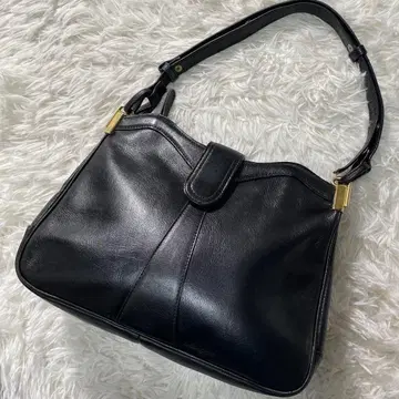 새상품급 천연 가죽 핸드백 블랙 올 가죽 골드 금장 장식