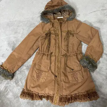 24시간 세일 axes femme 후드 부착 브라운 모즈 코트