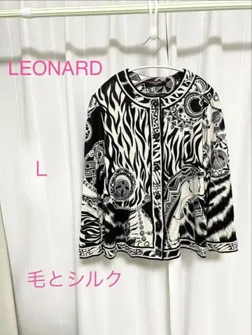 LEONARD 모와 실크 L 긴팔 가디건