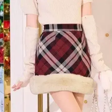 미셸 마카롱 퍼 체크 미니 스커트 XS