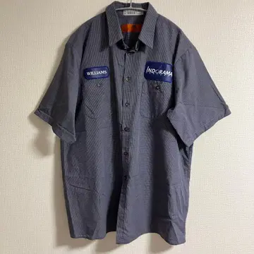 구제 의류 워크 셔츠 블루 체크 무늬