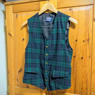 PENDLETON 70s 그린 체크 울 베스트 USA제