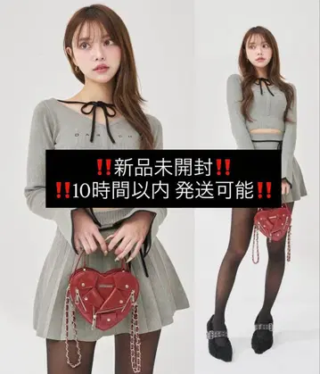 darich 허리 오픈 리본 디자인 니트 미니 원피스 FL GRY