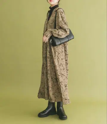 플라워 프린트 롱 원피스