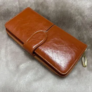 브라운 지퍼 달린 장지갑