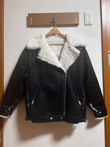 오버 사이즈 라이더 자켓 보아 카라 부착