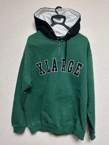 XLARGE 그린 하프 지퍼 후드티