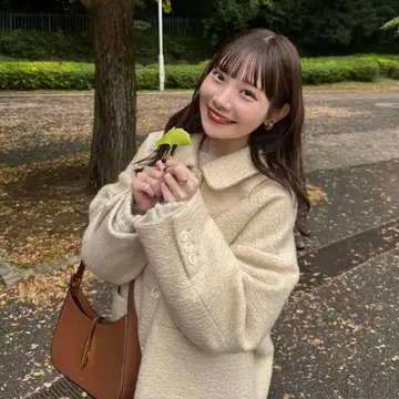 hinari 스탠 칼라 샤기 미들 코트 아이보리 택 포함 미개봉 새상품