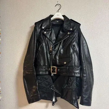 블랙 가죽 라이더 자켓 Sacai x Schott