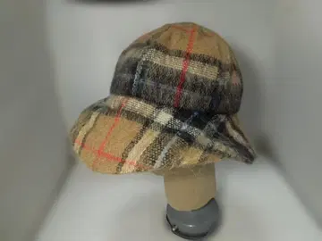 빈티지 스코틀랜드제 라노치 디자인 체크 무늬 햇 모헤어