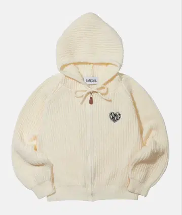 CHICKS HOFE 니트 후드 후드 지퍼 T 크림