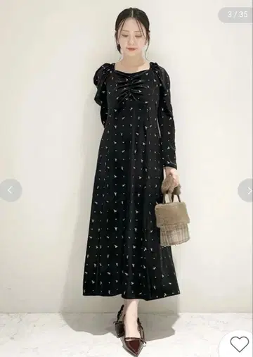 릴리 브라운 자수 벨로아 원피스