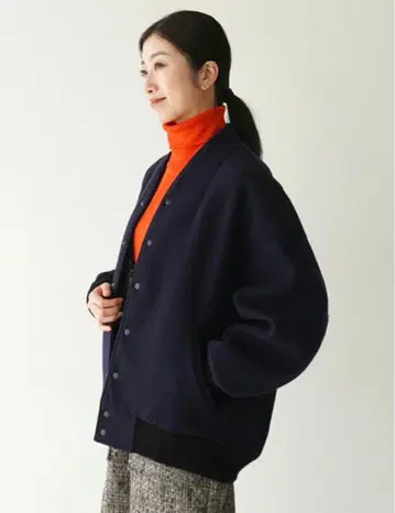 KHA:KI 네이비 오버 사이즈 자켓 바시티 자켓 새상품급