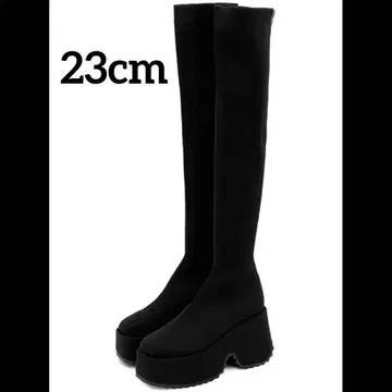 GRL 스트레치 니트 통굽 니하이 롱 부츠[zr1194] 블랙