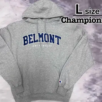 Champion 후드티 L 그레이 칼리지 BELMONT 속기모 구제 의류