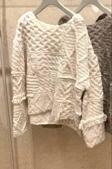 snidel 케이블 패치워크 울 풀오버 니트