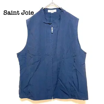 상디 베스트 스탠드 카라 네이비 포켓 빅 사이즈 실크 혼방