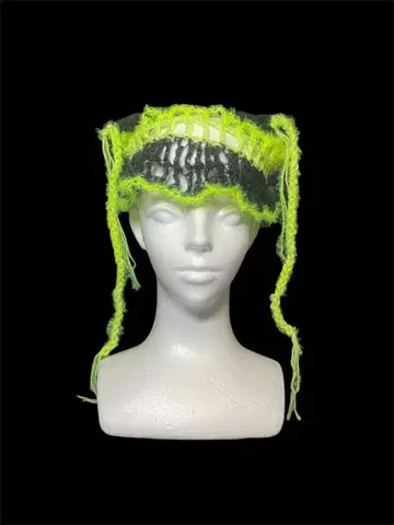 Neon Green Frayed Knit Cap