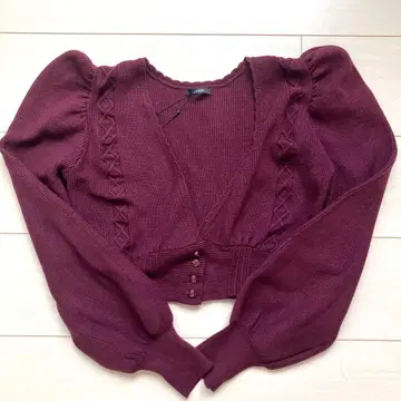 EATME 버건디 크롭 가디건