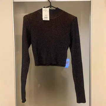 MURUA 바이컬러 라메 크롭 니트