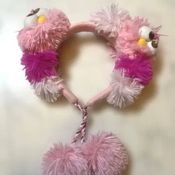 유니버셜 머리띠 모피 핑크