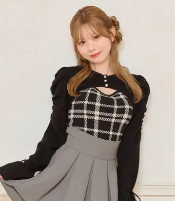 apres jour 소매 리본 니트 앙상블