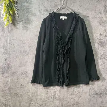 쿠미교쿠 프리엘 긴팔 가디건 니트 프릴 클린 온워드 카시야마 블랙