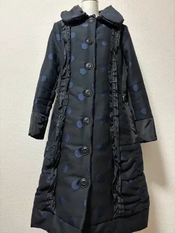 HANA HANA 네이비 도트 롱 코트