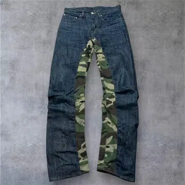 코지마 진즈 몽키 콤보 팬츠 카모색 29 인디고 블루