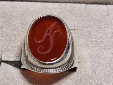 아가트 적마노 복각판 실버 반지