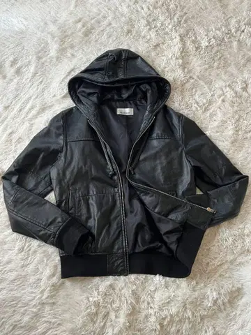 천연 가죽 RD.Ghost 후드 부착 가죽 자켓 M