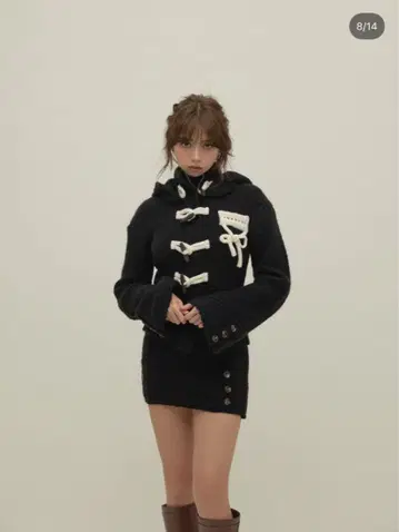 ANDMARY Cable knit jacket set up black