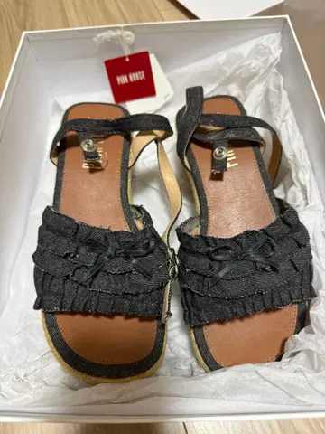 PINK HOUSE 프릴 샌들 41 다크 블루