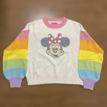 디즈니 한정판 레인보우 소매 니트 M