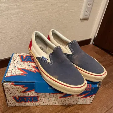 VANS 슬립온 네이비/레드
