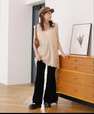 kastane 벨로아 튤 팬츠 블랙 사이즈0