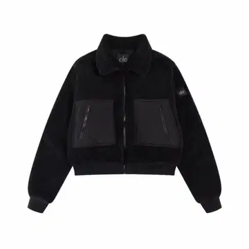 alo yoga 블랙 크롭 플리스 자켓