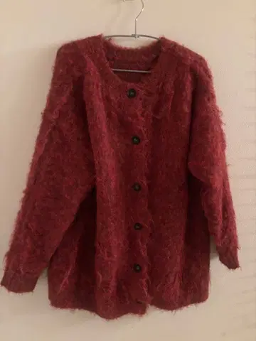 르 마쥬 모헤어 가디건 빨간색