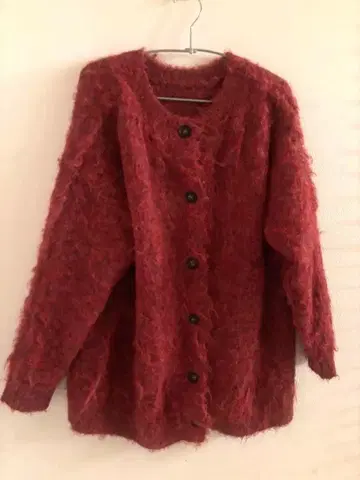 르 마쥬 모헤어 가디건 빨간색