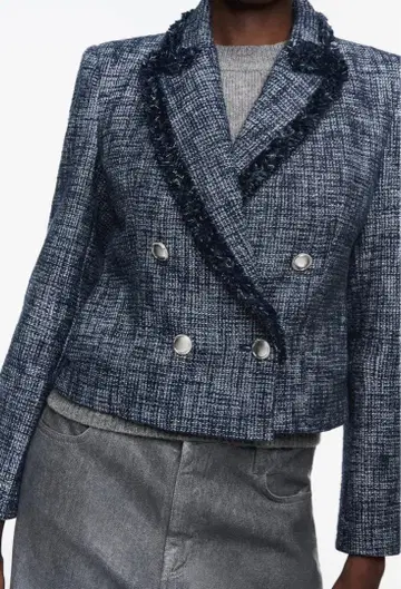 zara 크롭 기장 텍스처 블레이저