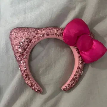 유니버셜 키티 핑크 라메 머리띠