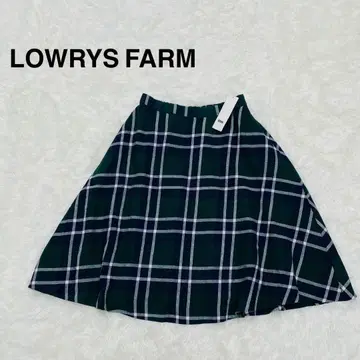 택 포함 새상품 로리즈팜 그린 계열 체크 플레어 스커트 [ F ]