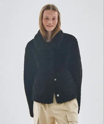 SOME PLACE 퍼 플리스 숏 무스탕 자켓 블랙