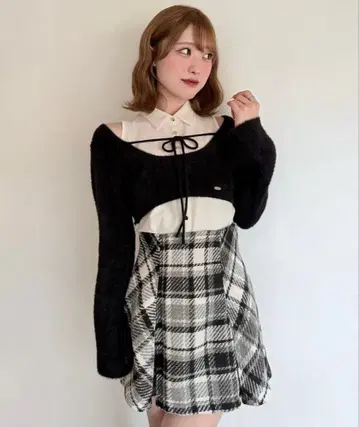 NOMAE 셔츠 레이어드 샤기 니트